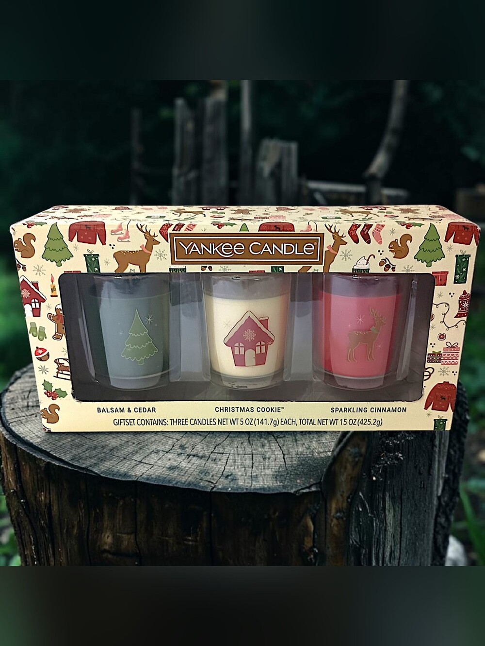 Yankee Candle‎ Holiday Gift Set 3 Piece Balsam Cedar Christmas Cookie Cinnamon